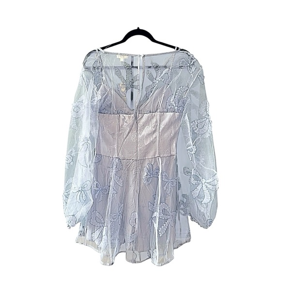 For Love and Lemons Blue Bow Presley Mini Tulle Dress size medium - Picture 6 of 10